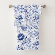 Französisch Blau Weiße Blumige Toile-Muster Gesche