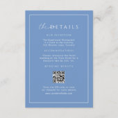 Französisch-blaue Minimal-Hochzeitdetails QR-Code  Begleitkarte (Vorderseite)