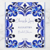 Französisch-blaue Mittelmeerkachel jubelt Liebe Weinetikett (Einzelnes Label)