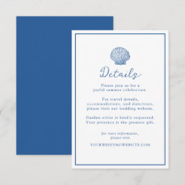 Französisch Blaue Muschel-Hochzeits-Details-Karte Begleitkarte