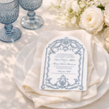 Französisch blaue verzierte barocke Hochzeitseinla