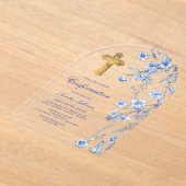 Französisch-Blaue Wildblumen-Bogenbestätigung Acryleinladungen (Ablage )