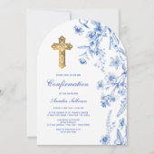 Französisch-Blaue Wildblumen-Bogenbestätigung Einladung (Vorderseite)