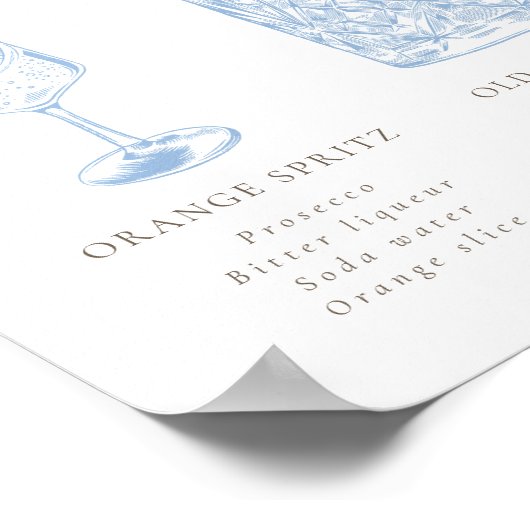 Französisch Blauer Blumenstrauß Art Signature Drin Poster (Ecke)