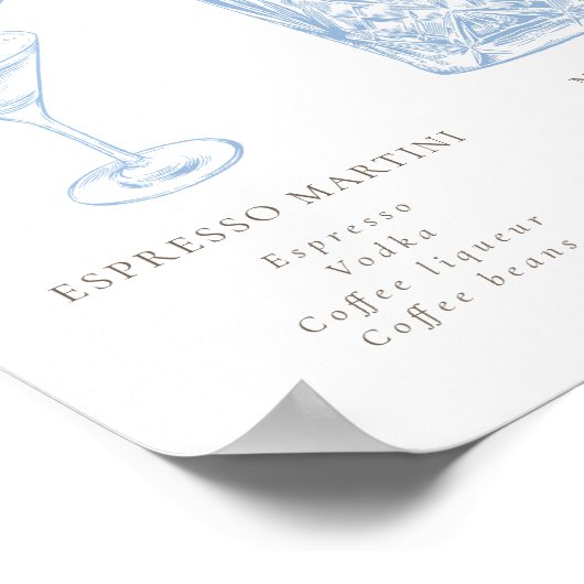 Französisch Blauer Blumenstrauß Art Signature Drin Poster (Ecke)