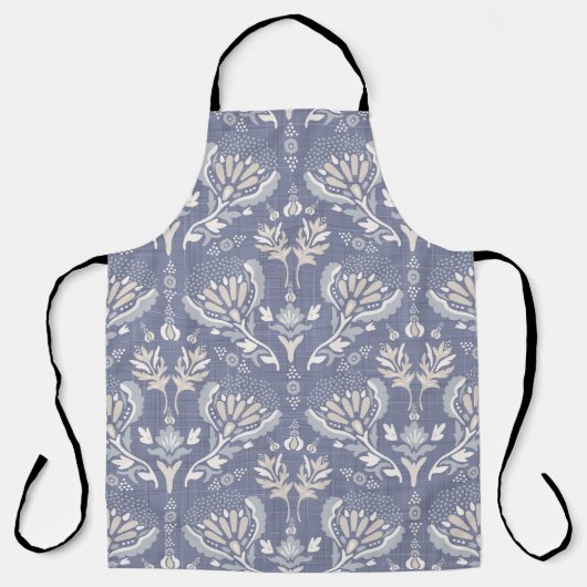 Französisch-blauer Damast, Shabby Chic. Schürze (Vorderseite)