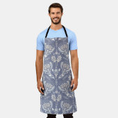 Französisch-blauer Damast, Shabby Chic. Schürze (Getragen)