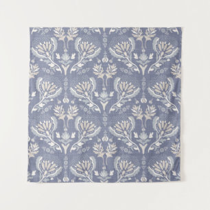 Französisch-blauer Damast, Shabby Chic. Wandteppich
