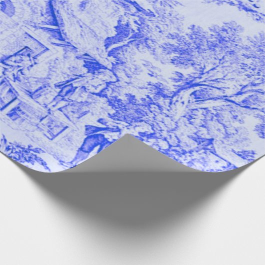 Französisch Blauer weißer Toile Rustikale Deko Geschenkpapier (Ecke)