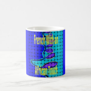 Französisch Blaues Afrikanisches Gewebe Abstrakte Kaffeetasse