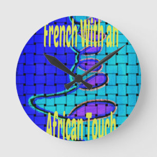Französisch Blaues Afrikanisches Gewebe Abstrakte  Runde Wanduhr