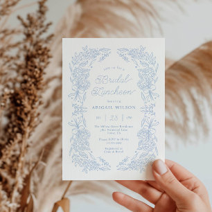 Französisch Blaues Erbstück-Bridal-Luncheon Einladung