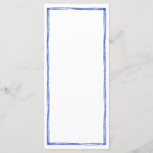 Französisch-blaues handgeschriebenes Hochzeitmenü Menükarte (Rückseite)