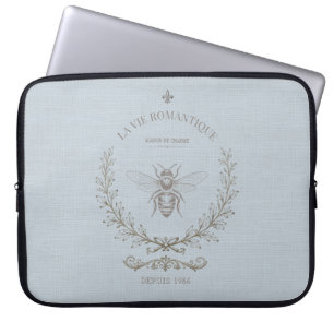 Französisch Blaues Honigbiene Vintage Französische Laptopschutzhülle