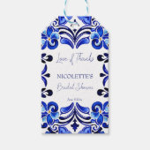 Französisch-blaues Mittelmeer-Brautparty Geschenkanhänger (Vorderseite)