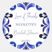 Französisch-blaues Mittelmeer-Brautparty Runder Aufkleber (Vorderseite)