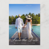 Französisch-blaues Wappen Foto Save the Date Postkarte (Vorderseite)