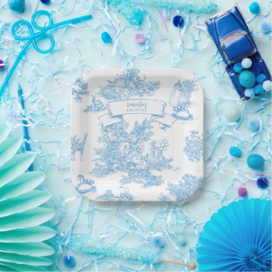 Französisch Blue and White Toile de Jouy Baby Dusc Pappteller (Party)