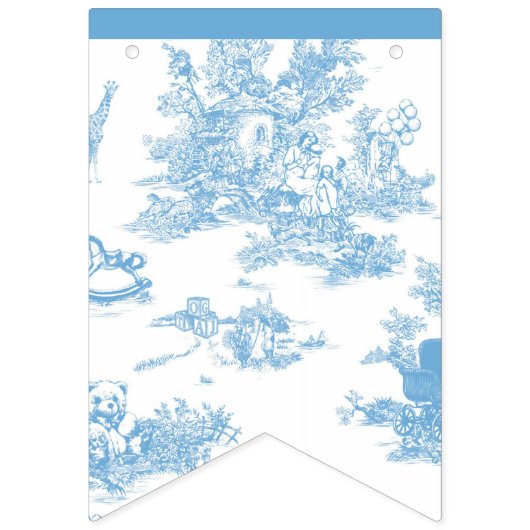 Französisch Blue and White Toile de Jouy Baby Dusc Wimpelkette (Dritte Fahne)