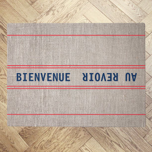 Französisch Blue Bienvenue Au Revoir & Red Streife Fußmatte