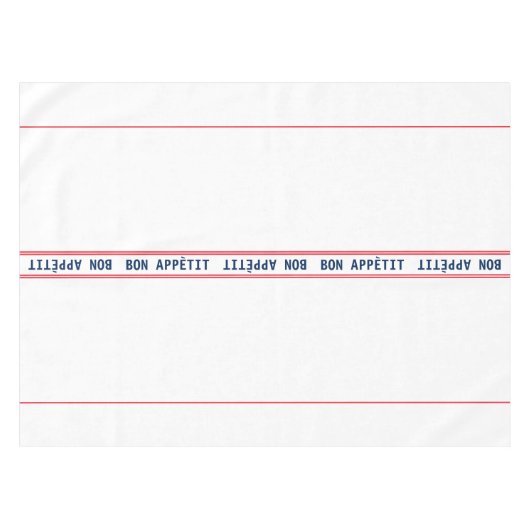 Französisch Blue Bon Appétit & Red Streifen Tischdecke (Vorderseite (Horizontal))