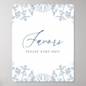 Französisch Blue Chinoiserie Floral Brautparty Gef Poster (Vorne)