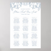 Französisch Blue Chinoiserie Floral Bridal Sitzpla Poster (Vorne)