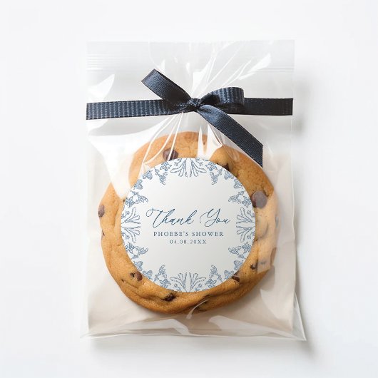 Französisch Blue Chinoiserie Floral Bridge Gefalle Runder Aufkleber