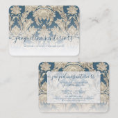 Französisch Blue Elegant Vintages Holz Damask Visitenkarte (Vorne/Hinten)