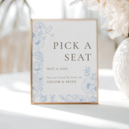 Französisch Blue Floral Line Wählen Sie einen Plat Poster