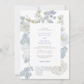 Französisch Blue Florals Hochzeitseinladung Einladung (Vorderseite)