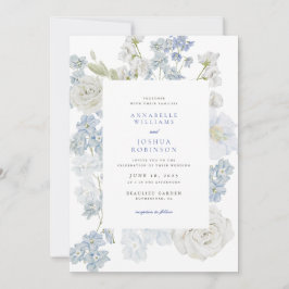 Französisch Blue Florals Hochzeitseinladung Einladung