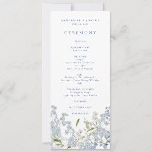 Französisch Blue Florals Hochzeitsfeier Programm