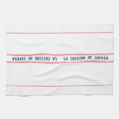 Französisch Blue La Cuisine Name & Red Streifen Geschirrtuch (Horizontal)