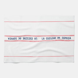 Französisch Blue La Cuisine Name & Red Streifen Geschirrtuch