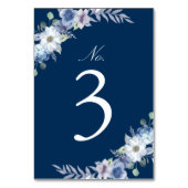 Französisch Blue & Lavendel Wasserfarbe Blumenblau Tischnummer (Rückseite)