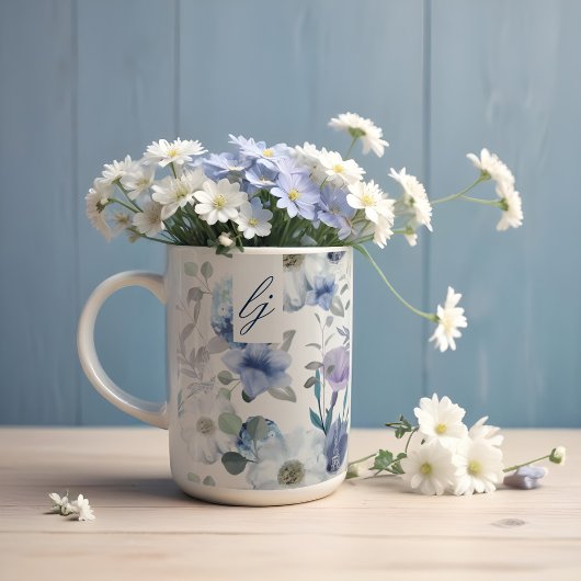 Französisch Blue & Lavender Watercolor Floral Wedd Kaffeetasse