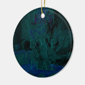 Französisch Blue Liebe Eat Play Blume Farben für a Keramikornament (Links)