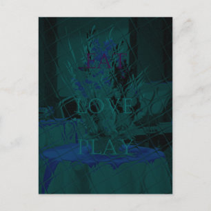 Französisch Blue Liebe Eat Play Blume Farben für a Postkarte