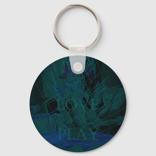 Französisch Blue Liebe Eat Play Blume Farben für a Schlüsselanhänger (Vorderseite)