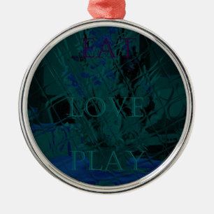 Französisch Blue Liebe Eat Play Blume Farben für a Silbernes Ornament