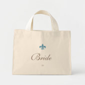 Französisch Blue Lilie Bride Initial Monogram Mini Stoffbeutel (Vorne)