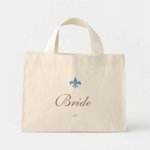 Französisch Blue Lilie Bride Initial Monogram Mini Stoffbeutel