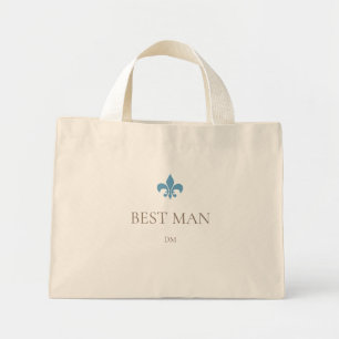 Französisch Blue Lilie Trauzeuge Initial Monogram Mini Stoffbeutel