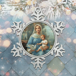 Französisch Blue Madonna Snowflake Ornament