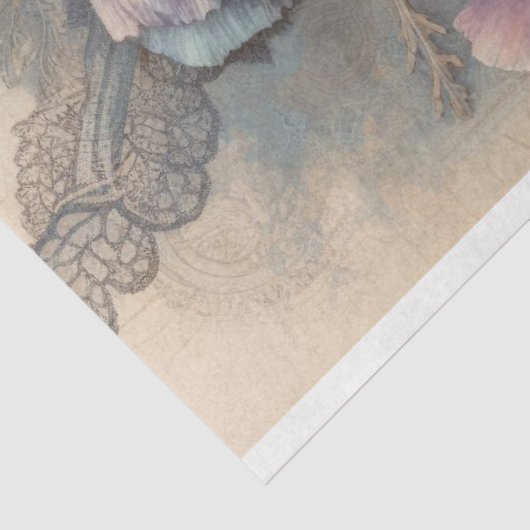 Französisch Blue Poppies Pink Peonies Decoupage Seidenpapier (Ausschnitt)