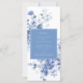 Französisch Blue Toile Floral Wedding Program Card (Vorderseite)