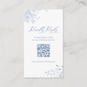 Französisch Blue Wedding RSVP QR-Code Begleitkarte (Vorderseite)