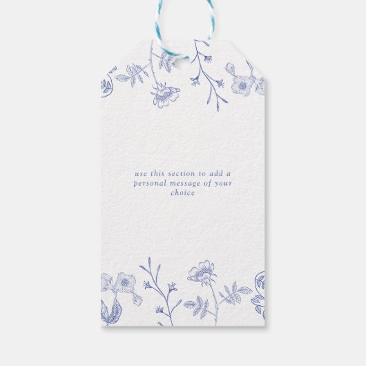 Französisch Blue & White Floral Brautparty Persönl Geschenkanhänger (Rückseite)