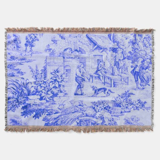 Französisch Blue White Toile Chinoiserie Rustikale Decke (Vorderseite)